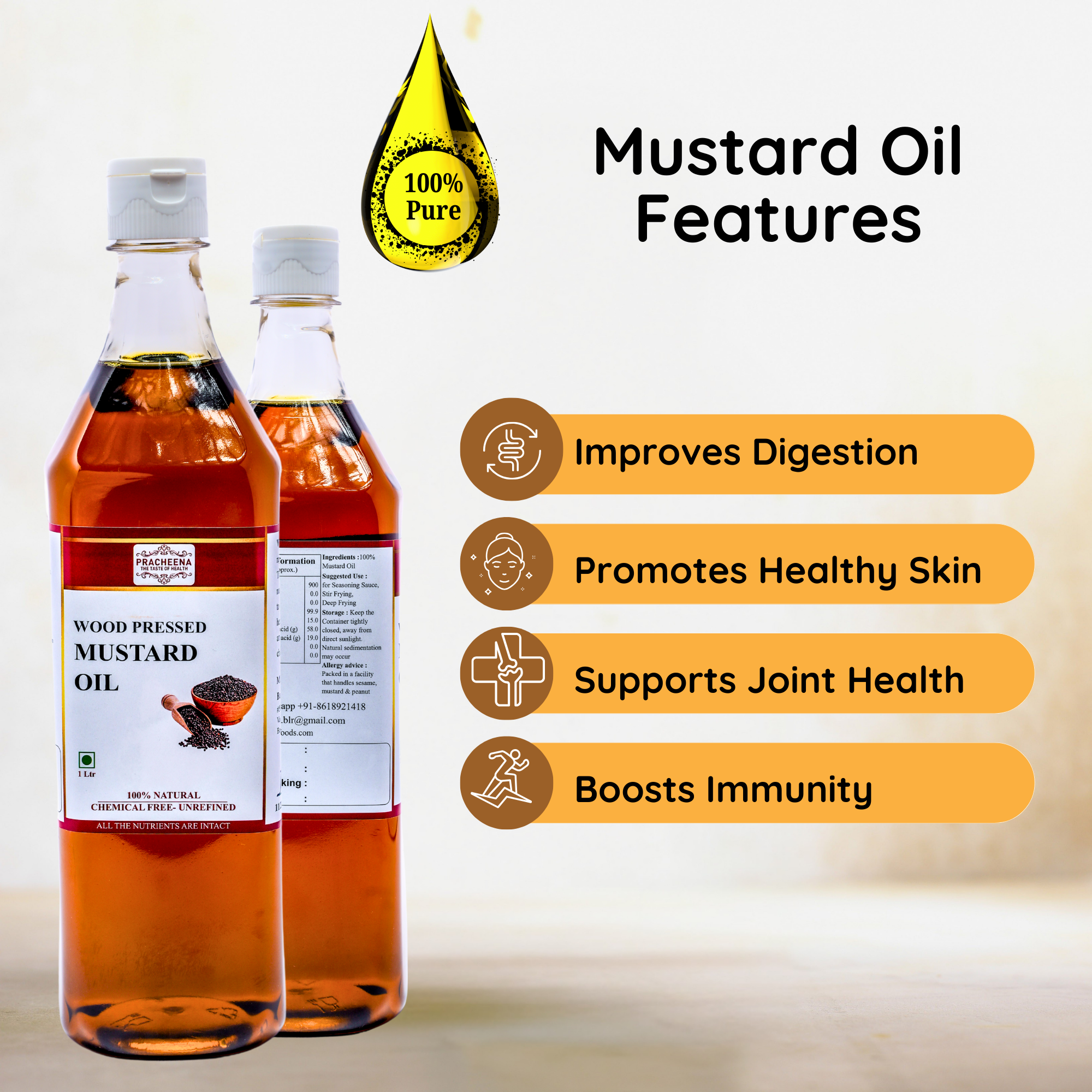 Wood/Cold Pressed Mustard Oil