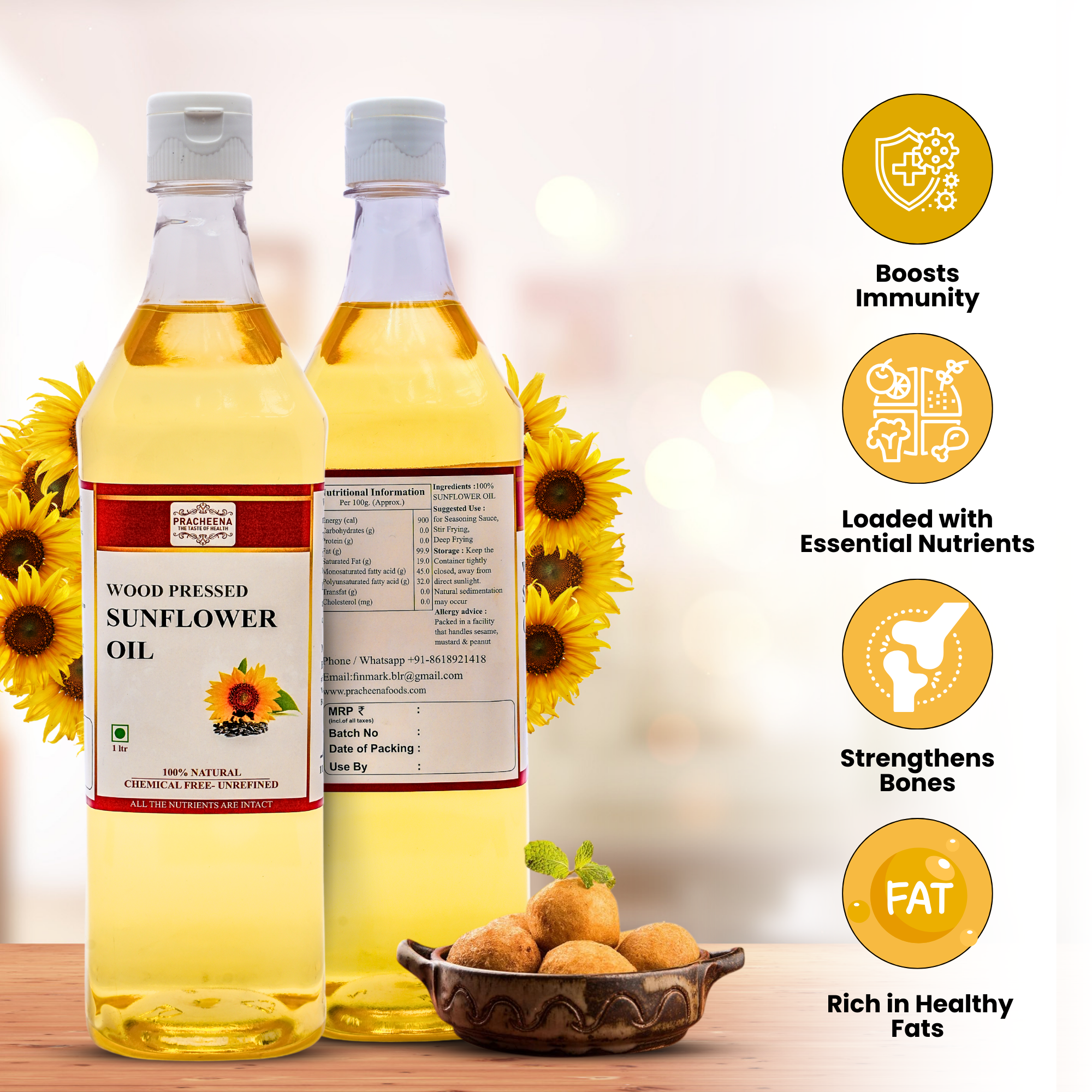 Wood/Cold Pressed Sunflower Oil